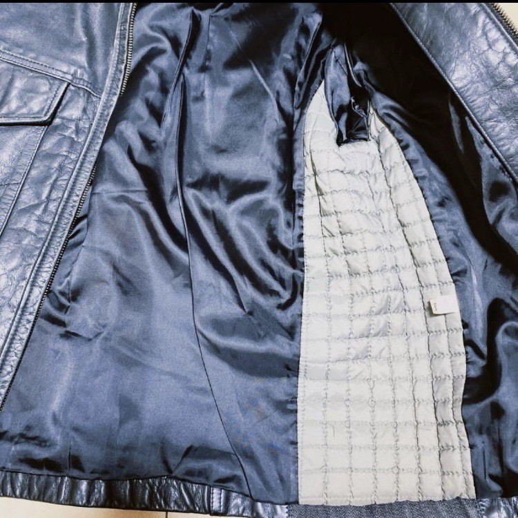 00s GAP 1969 Leather Denim Hybrid Jacket M Cowhide Padded Sleeve Archive Y2K