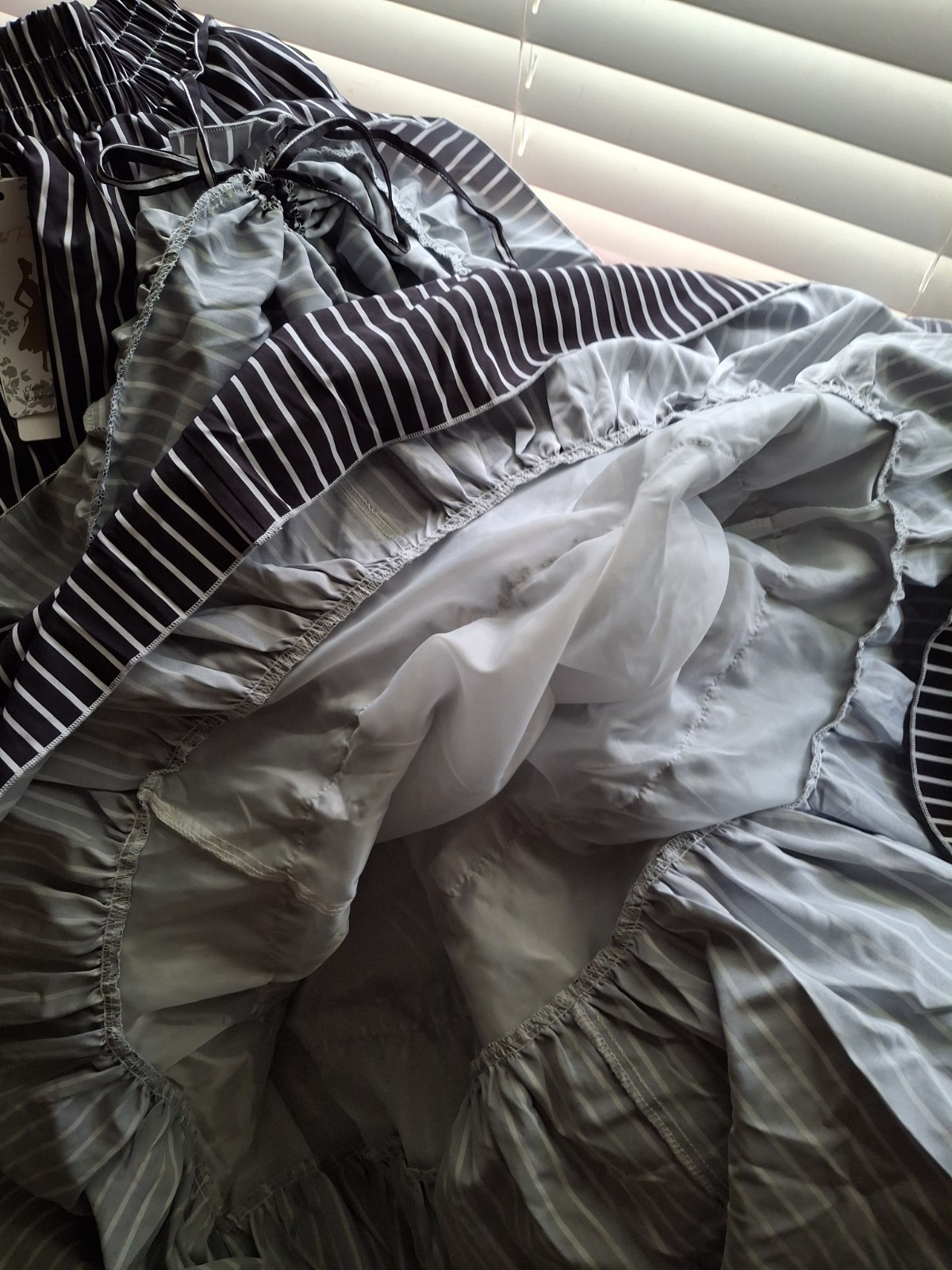 Belle Poque Steampunk Victorian Black White Stripe Skirt NWT Small
