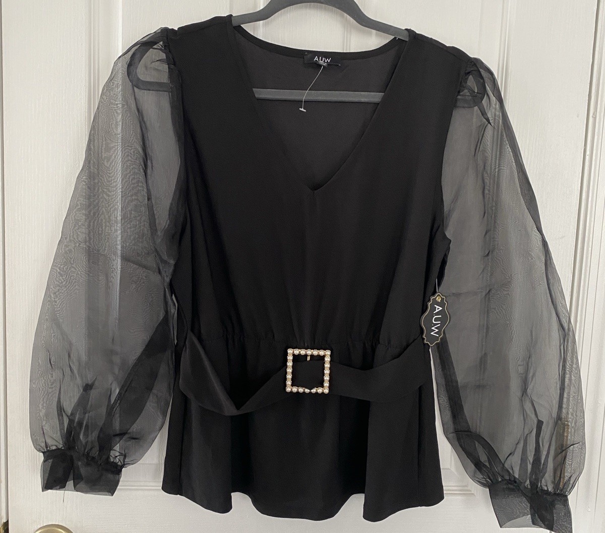 A.U.W Secret Charm Black Blouse Size L