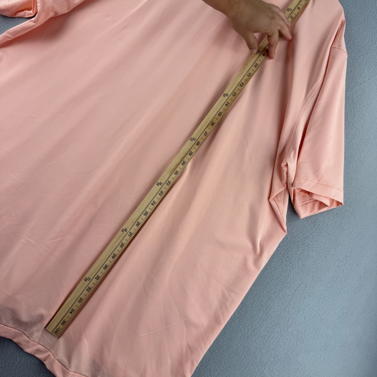 Peter Millar Summer Comfort Polo shirt Mens 3XT 3XL Tall Salmon Pink Striped