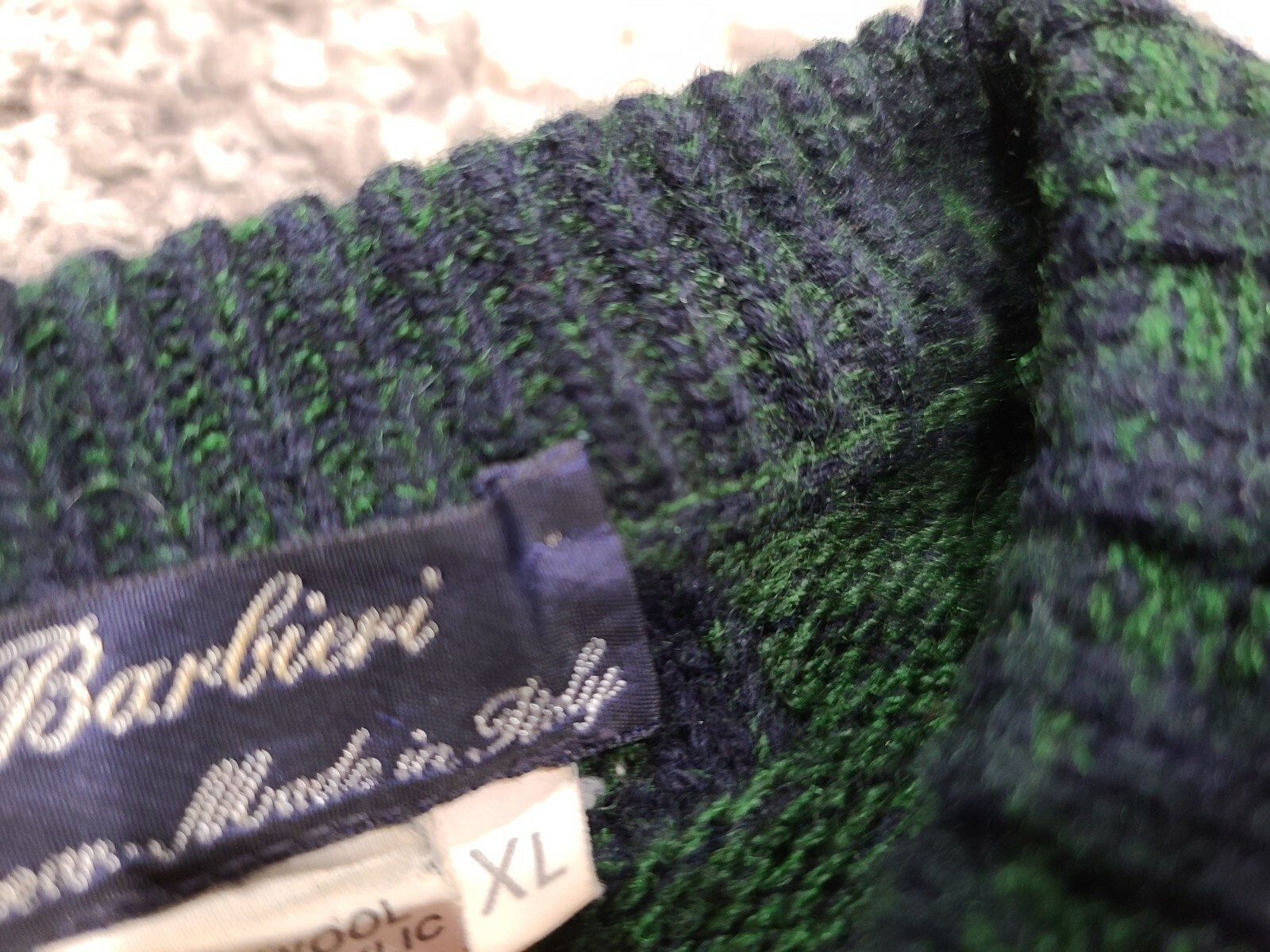 VTG Barbieri Knitwear Italy Fair Isle Knit Sweater Men XL Green Blue Wool Blend