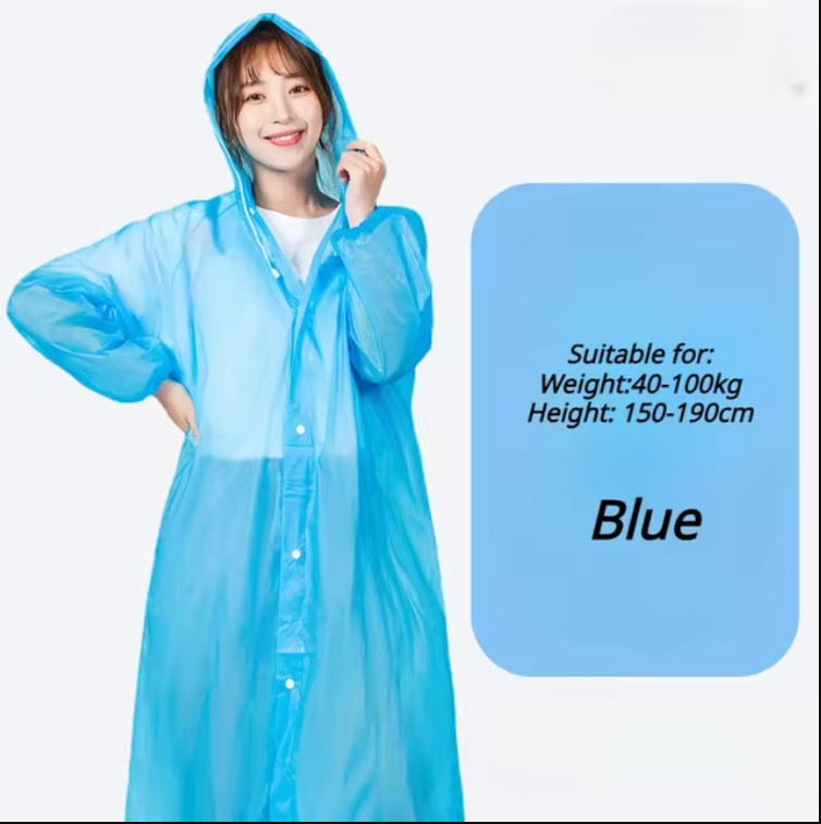 Adult Waterproof Hooded Raincoat Jacket Rain Coat Poncho Rainwear Outdoor Hiking