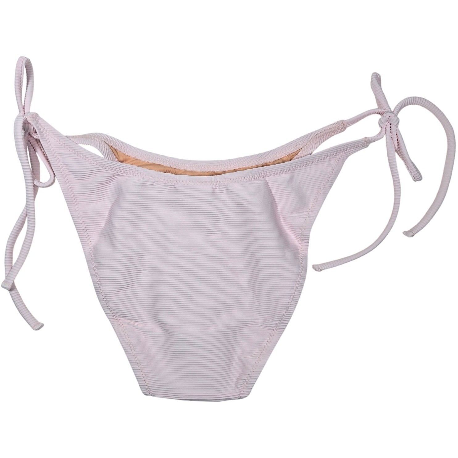 J. Crew Ribbed curved-waist cheeky string bikini bottom in Pale Blossom S NWT