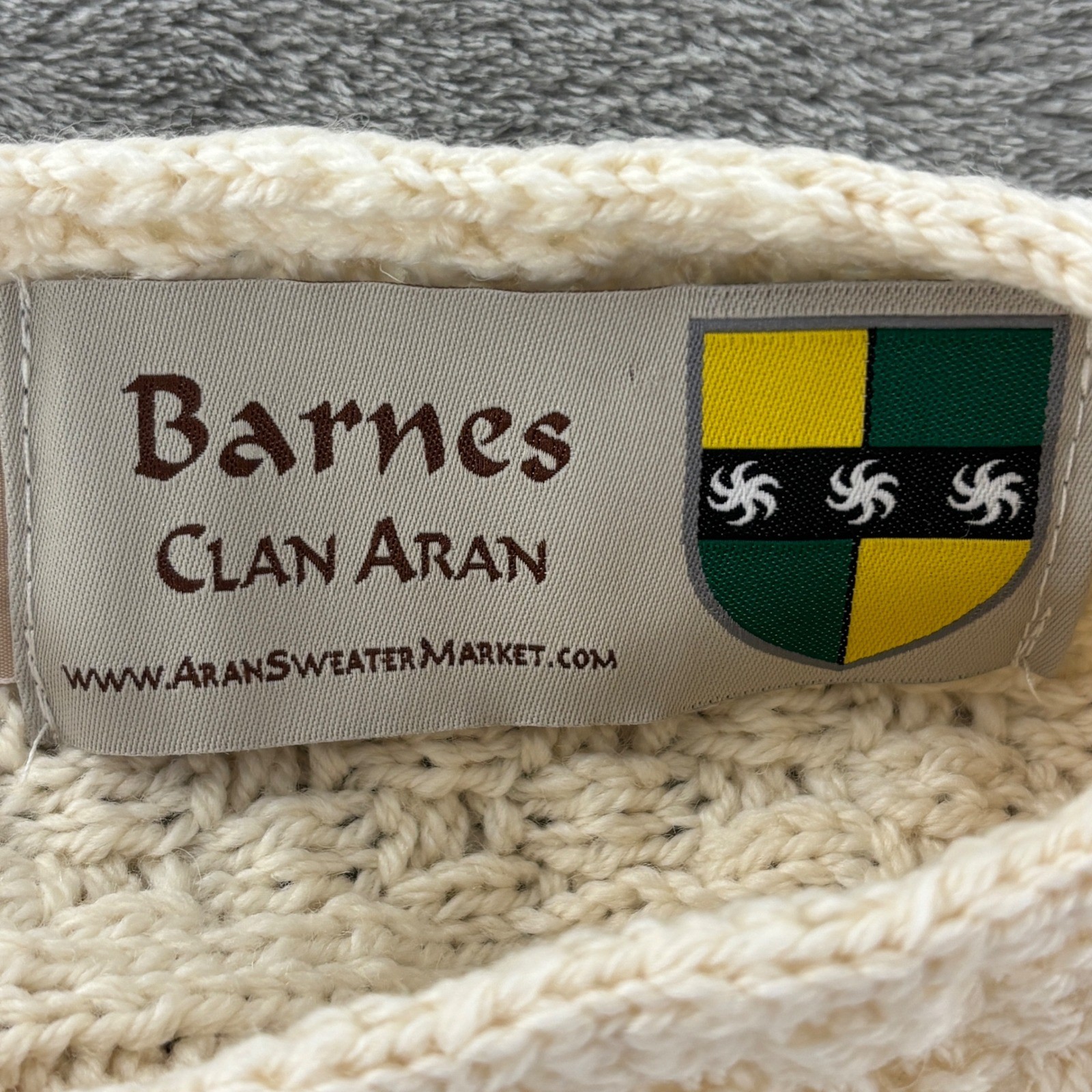 Barnes Clan Aran Poncho Cream Merino Wool Ireland One Size Aran Sweater Market