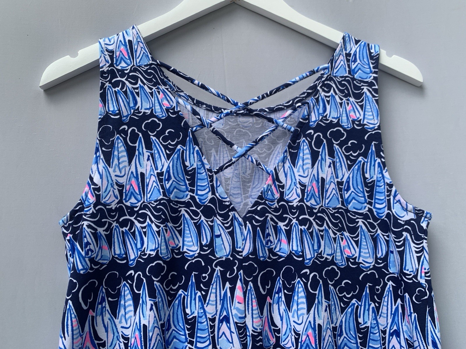 Lilly Pulitzer Dress Medium Blue Sleeveless Kristen Swing Sails Stripes