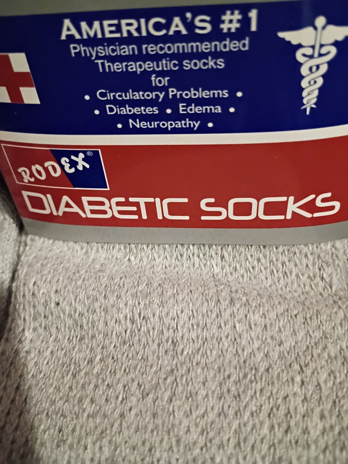 Rodex Therapeutic Crew Socks Gray Men’s Size 10-13 6 Pairs Cotton Blend