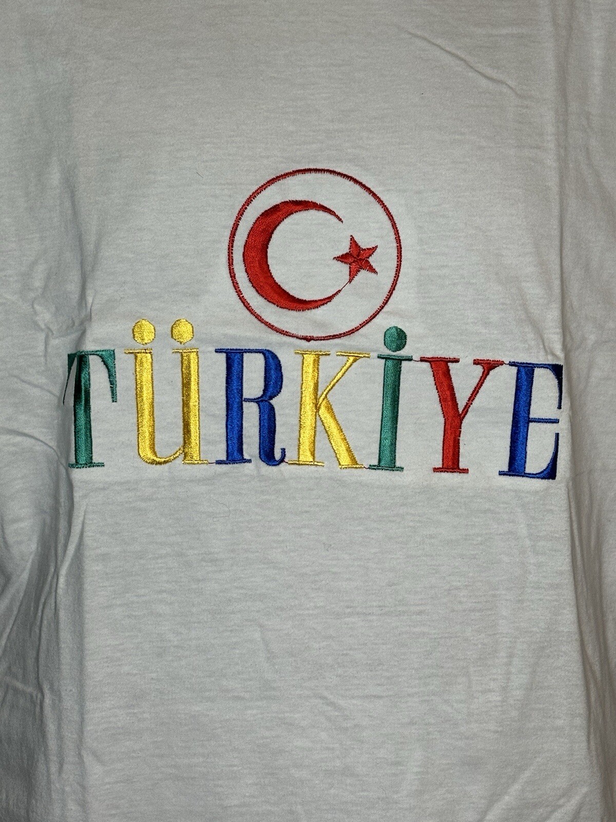 Vintage TURKEY Shirt Men’s Medium White Istanbul Turkiye Embroidered