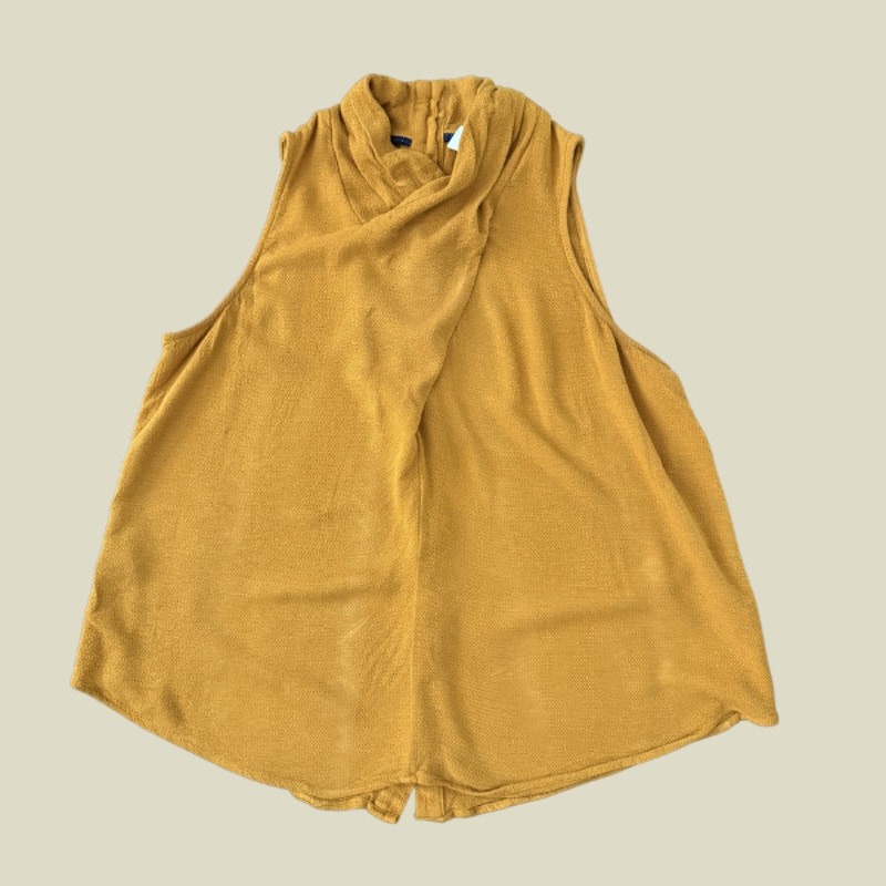 Maeve Anthropologie Mustard Cowl Neck Sleeveless Top Button Back Size 12