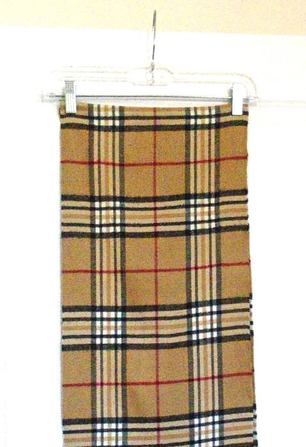 100% Cashmere Italy Design 12×70 Soft Brown & Other Colors Checker Plaids Scarf