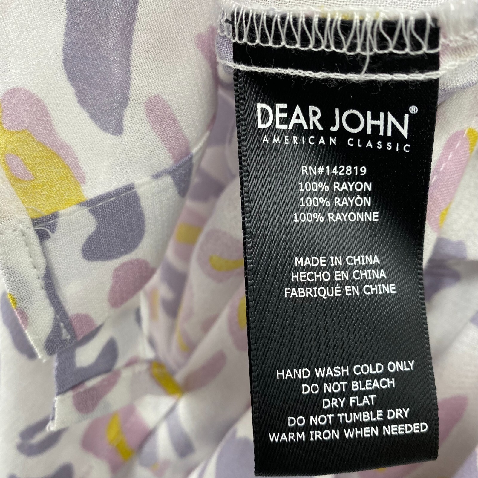 Dear John Arianna Top Shirt Blouse Size Large Leopard Long Roll Tab Sleeves Boho