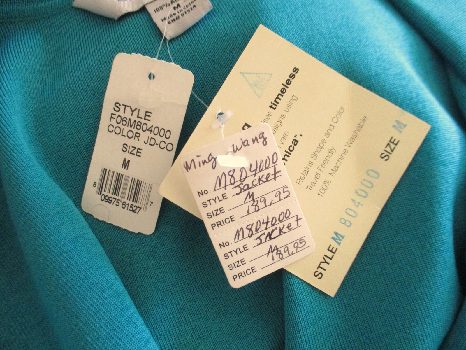Ming Wang 2-Piece Twinset Turquoise Black Cardigan & Tank Knit S/M Women NWT
