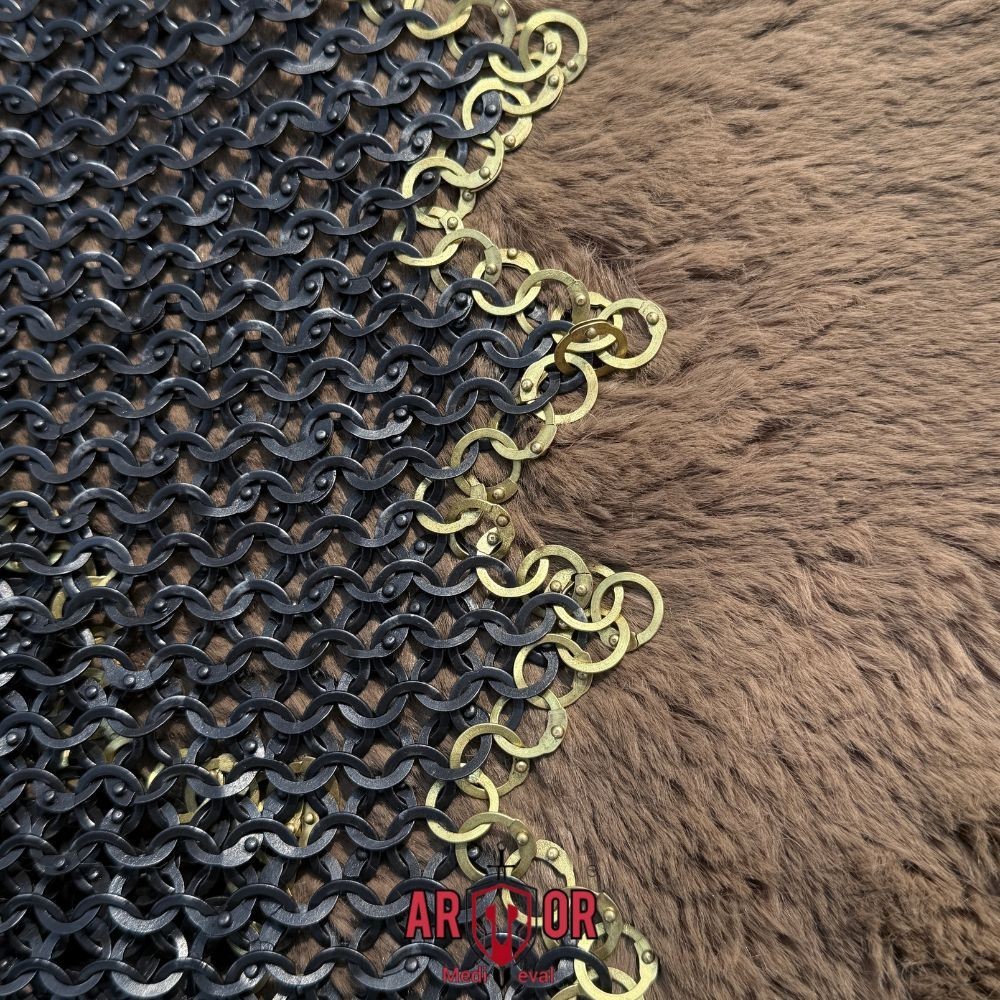 Medieval Chainmail Skirt with Brass Dagged Edge | Mild Steel Riveted Armor Belt