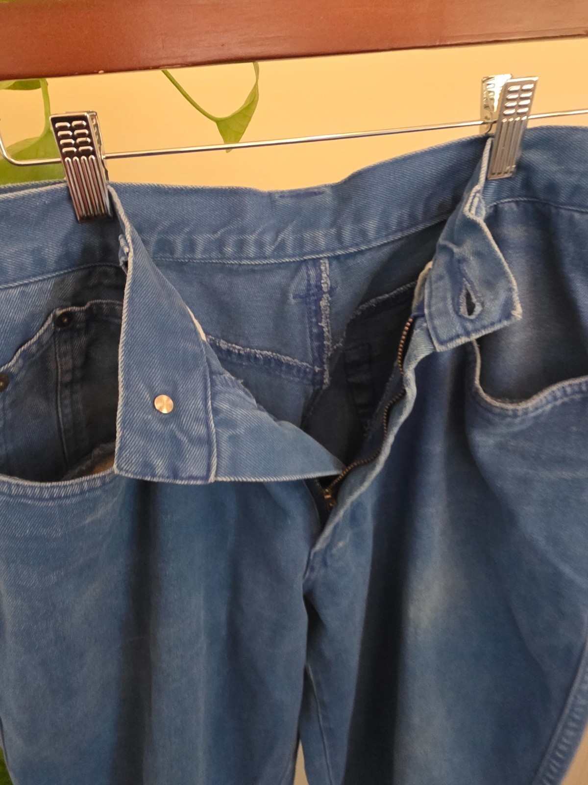 Vintage Bugle Boy 100% Cotton Jeans 32×30 Blue High Rise Tapered Mom Made HK