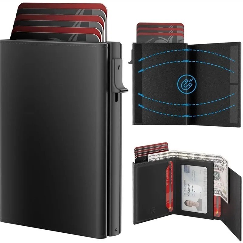 Slim RFID Blocking Pop Up Wallet for Men Card Holder Minimalist Metal Wallet