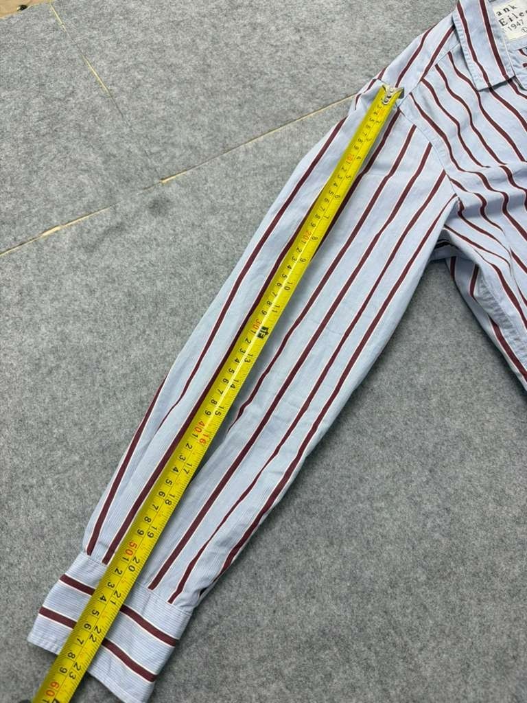 Frank & Eileen Button Down Shirt Men’s Large Blue Red Striped Woven in Italy