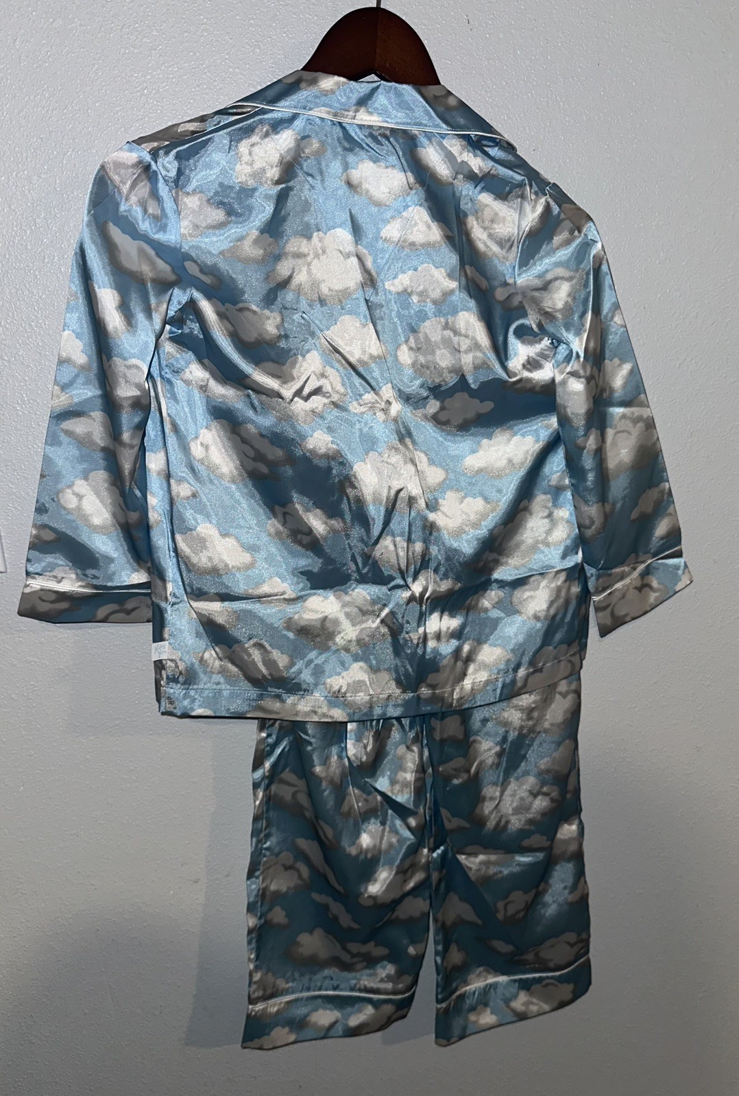 Nick & nora kids S 6/6X cloud pajama set boys girls unisex satin lightweight
