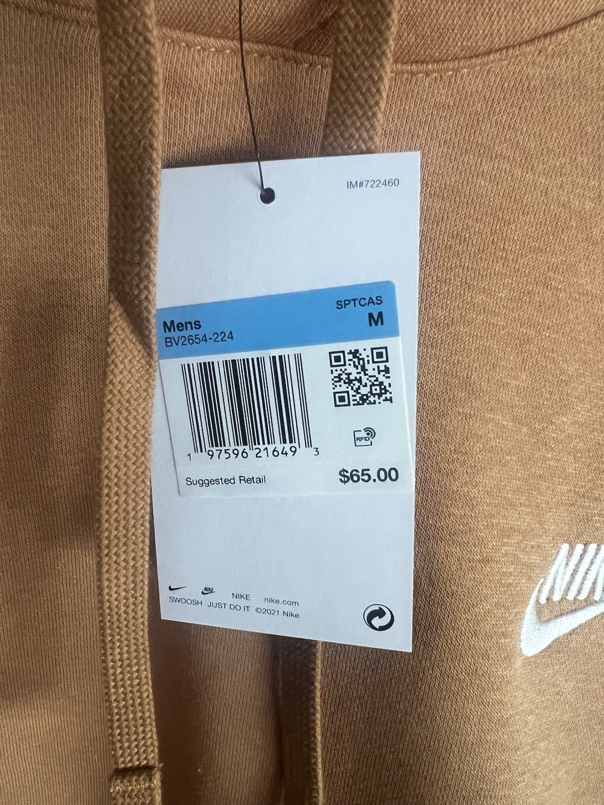 Nike Cotton Fleece Men’s Pullover Hoodie Size M New