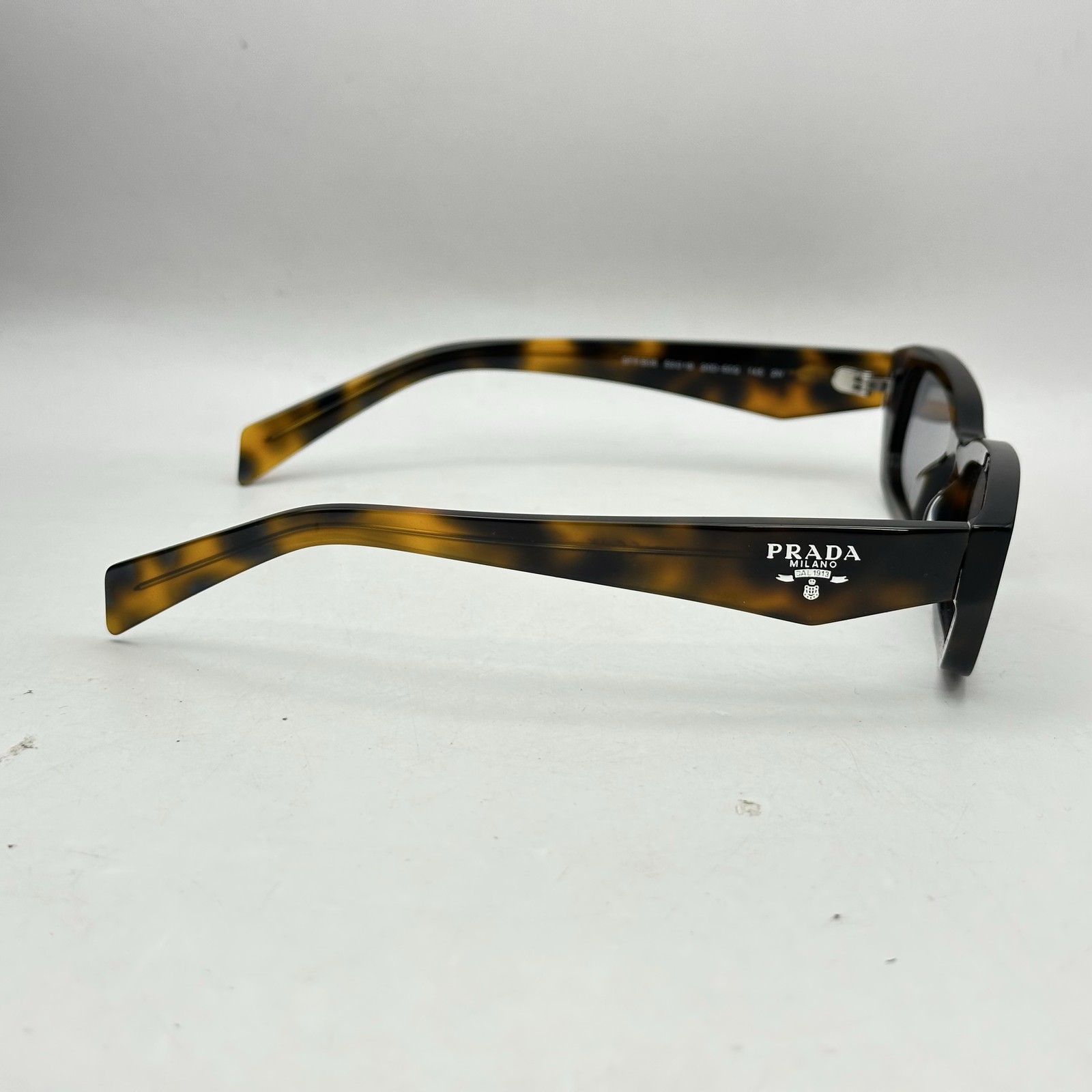 Prada Unisex Narrow Rectangle Thick Sunglasses SPRB06S Juniper Tortoise/Gray