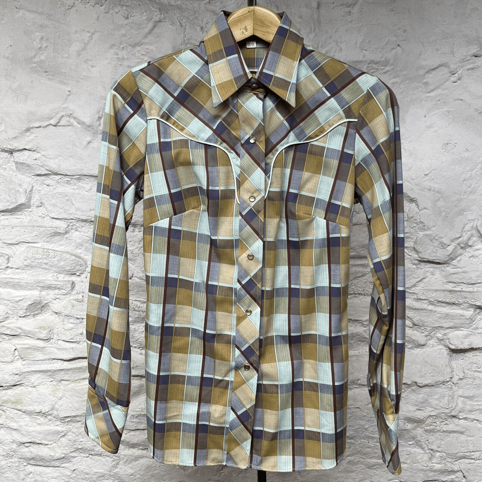Miller Country Western Plaid Pearl Snap Shirt Cowgirl Made USA Vtg 80s 90s