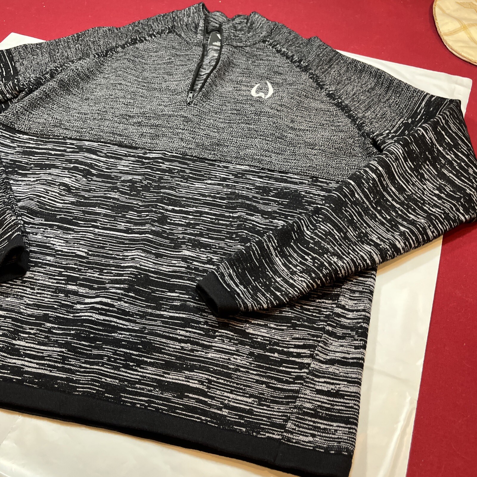 Level Wear Black Gray Sweater marled Golf 1/4 Zip Warm Thermal Knit Top Men’s Lg