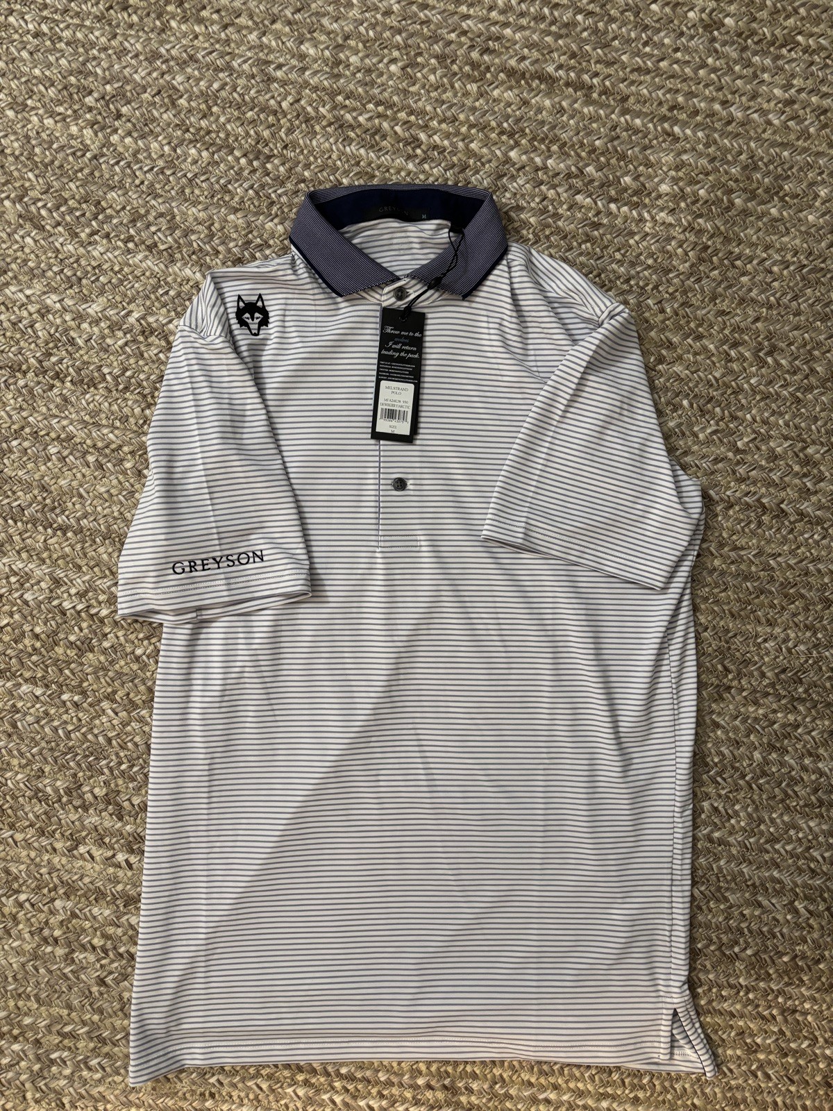 Rare NWT, Mens Greyson Tour Issue Melstrand Polo, sizeM, color (Artic / Dewbury)