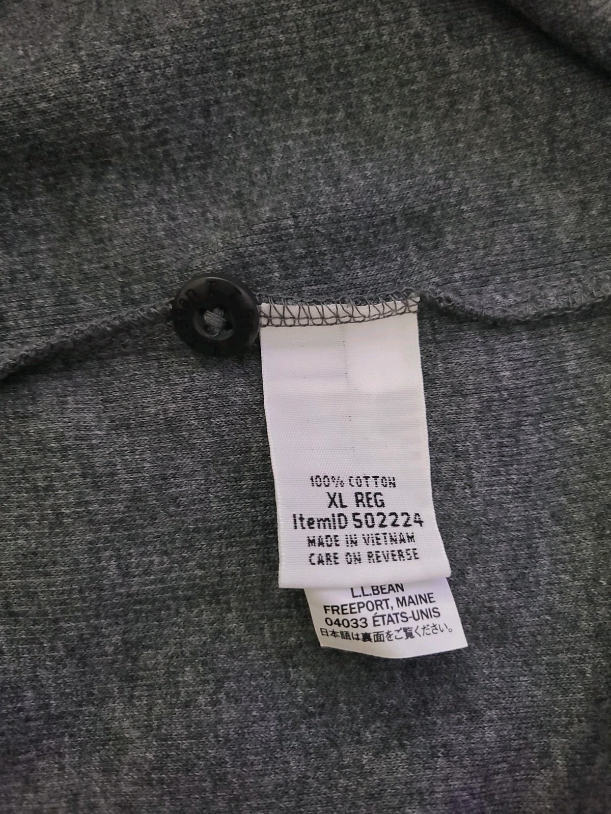 Men’s LL Bean Dk Gray Long Sleeve 3-Button Thermal Henley Size XL REG 502224 NWT