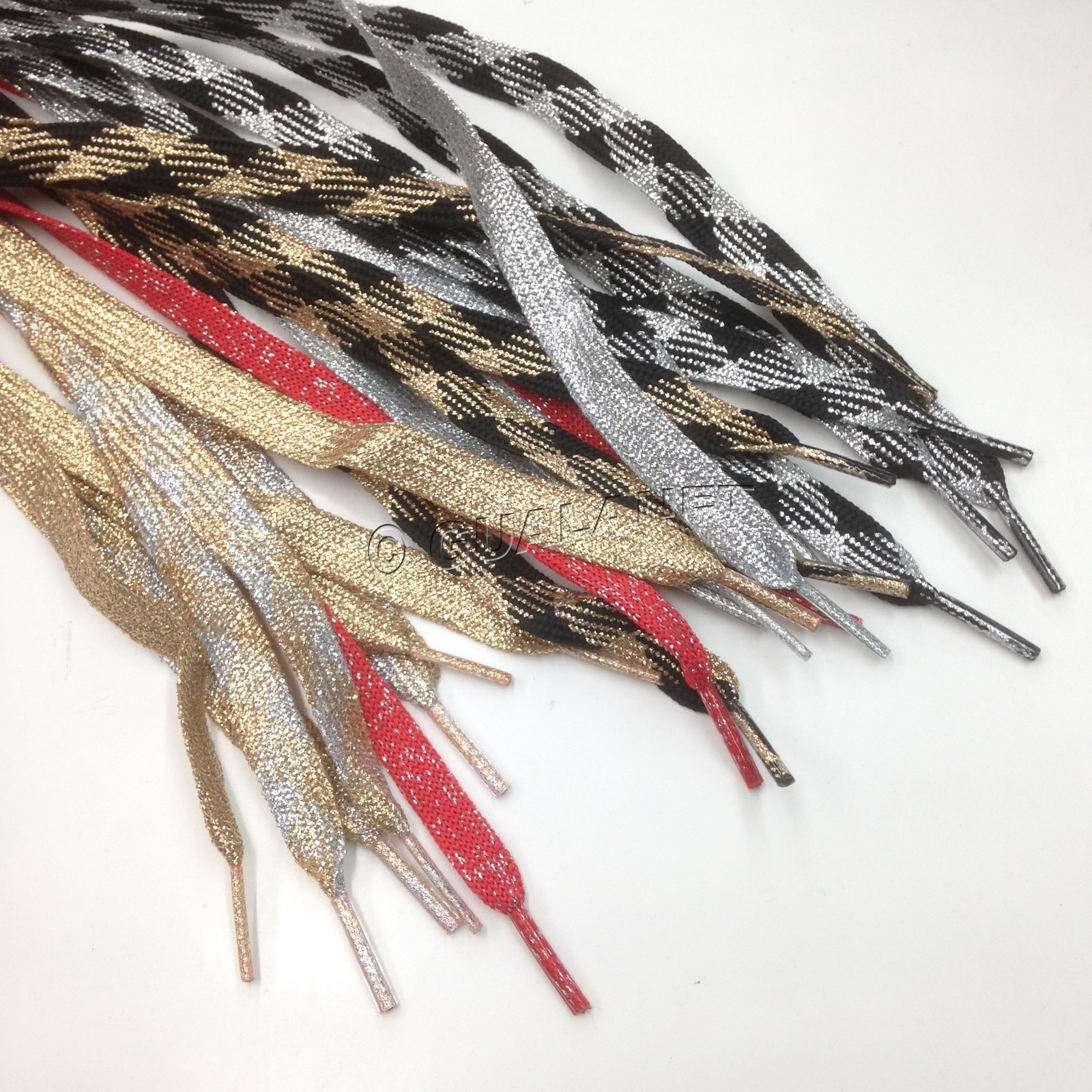 RARE COLORED Shoelaces Metallic Shoe Strings Glitter Novelty Printed Flat Laces