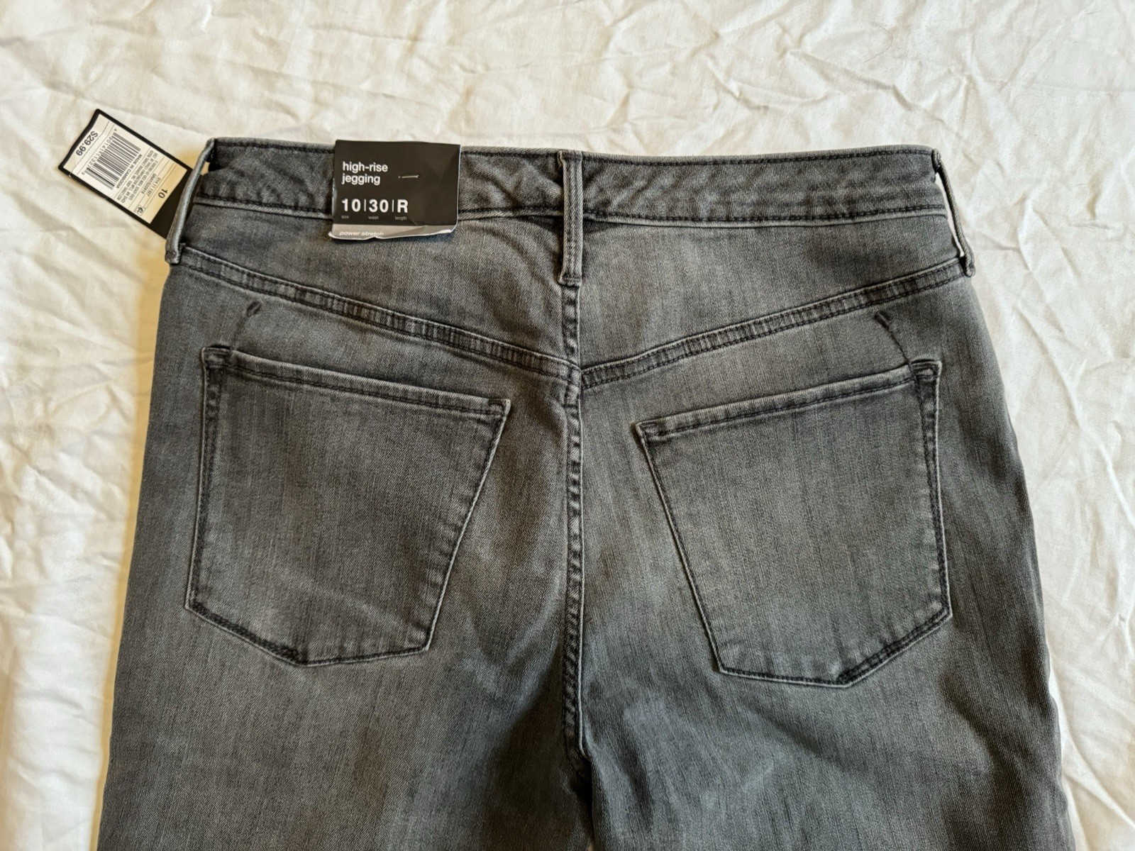 Vintage Mossimo Denim High Rise Gray Power Stretch Jegging Jeans Raw Hem