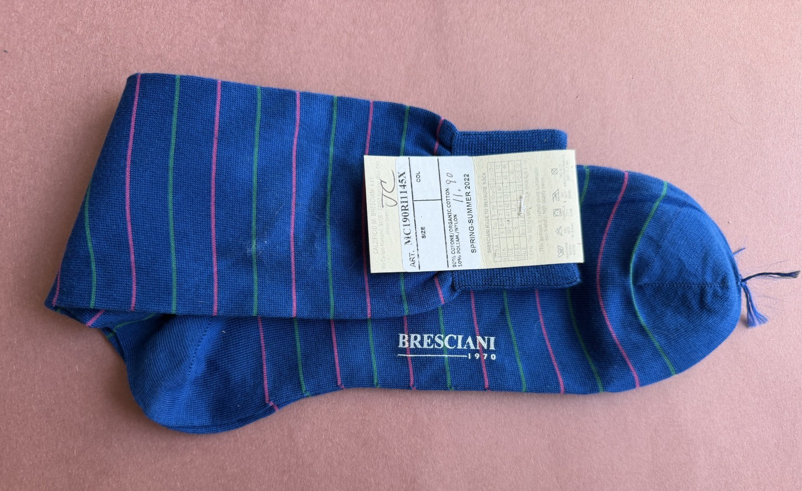 Spring/Summer 2022 Men’s Bresciani Socks NWT Blended Royal Blue Multi Striped