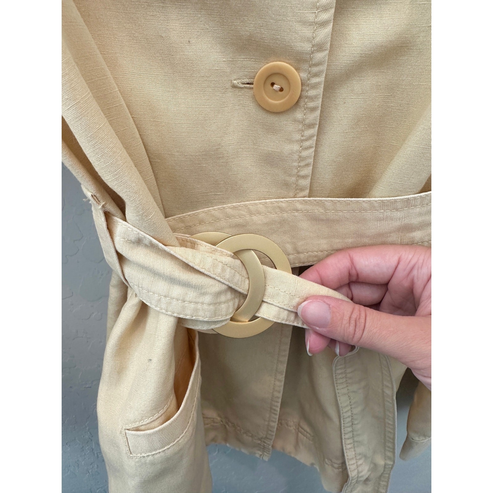 EDDIE BAUER Beige Belted Utility Jacket Safari Shirt Jacket | Size 10