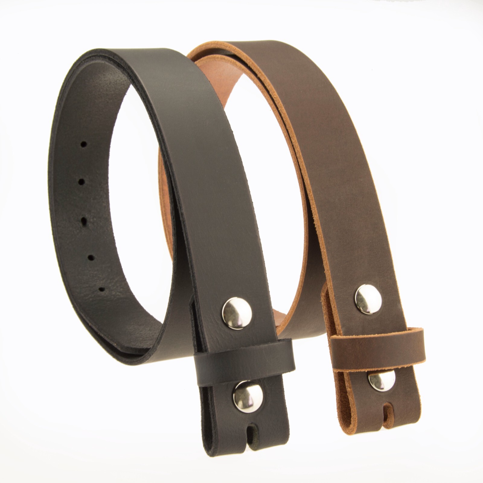 Buffalo Leather Casual Belt Strap_No Buckle_1-1/2″_Amish Handmade Black – Brown