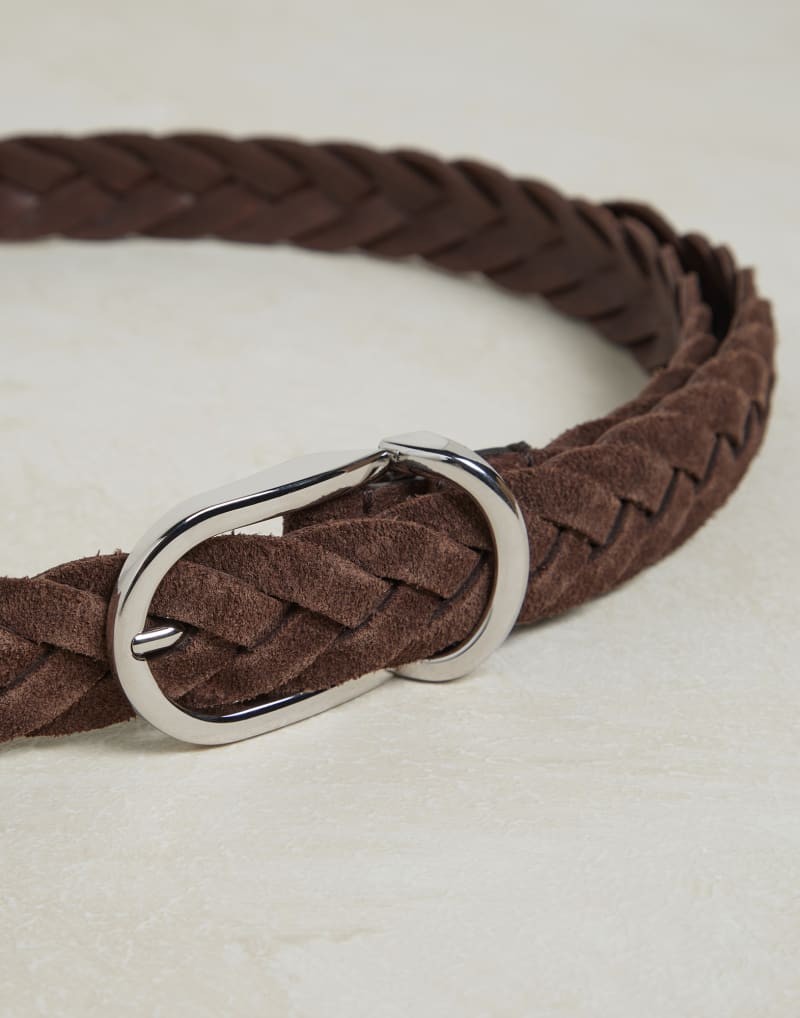 BRUNELLO CUCINELLI MEN’S BROWN LEATHER BRAIDED BELT MSRP $1000