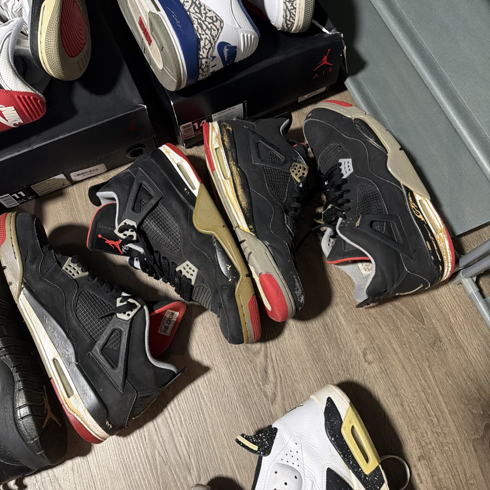 Air Jordan Bundle Lot 10 Pairs For Restoration Vintage OG Box Sizes 10-14 Bred