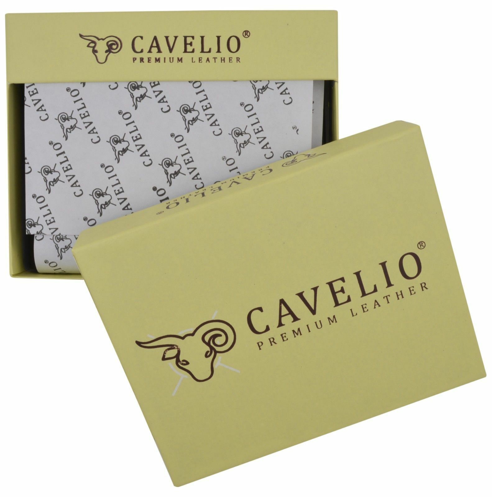 Mens Genuine Leather ID Card Holder Classic Design Slim Bifold Wallet by Cavelio