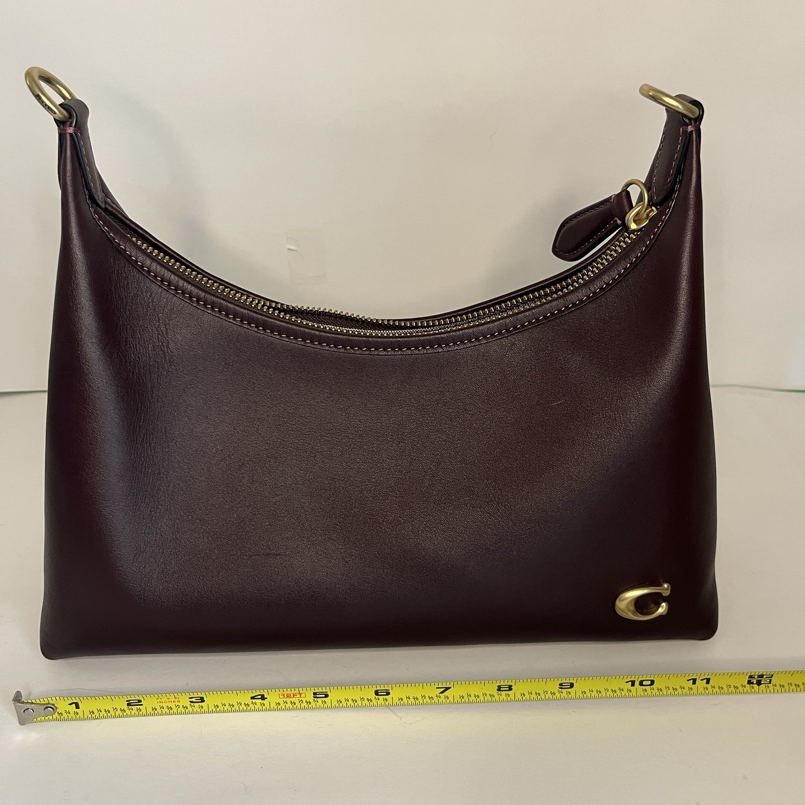 COACH Juliet Shoulder Bag Black Currant Glovetanned Leather Brass Hardware CR981