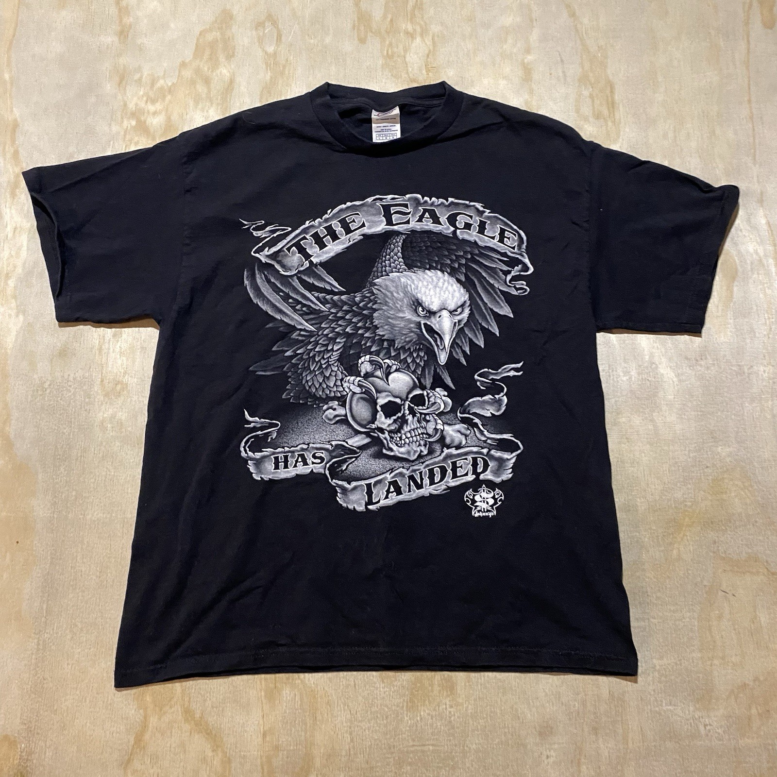 Johnny’s The Eagle Has Landed Biker Men Large T-Shirt 90s VTG Skulls