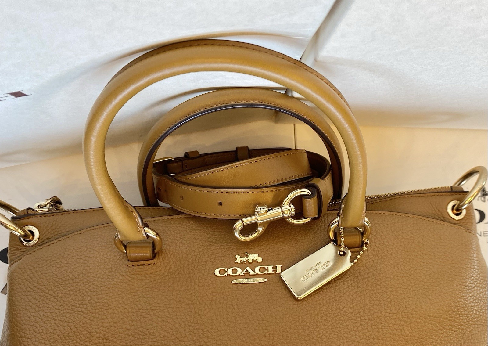 Coach F76640 Mia Convertible Satchel In Mixed Leathers Saddle