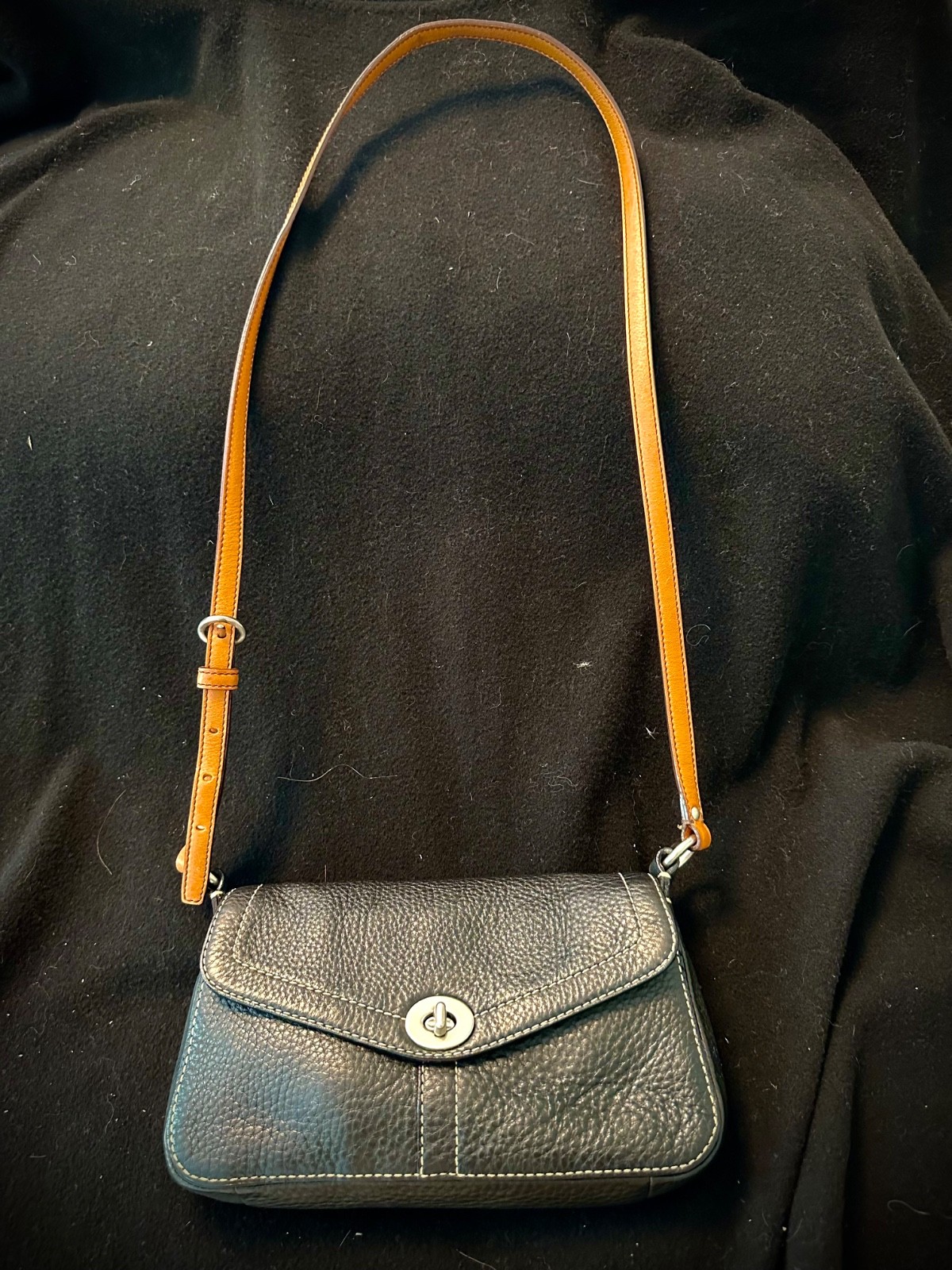 Coach Chelsea Turnlock black pebbled leather crossbody bag