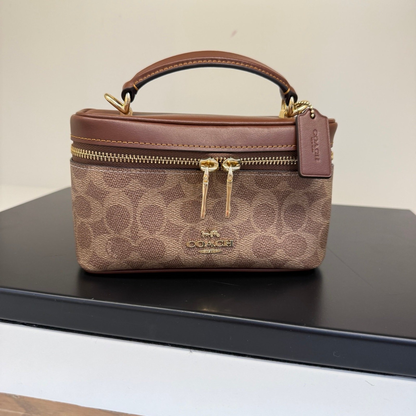 Coach Rainer Crossbody Bag 18 In Signature Canvas CEO23 Gold/Tan/Brown