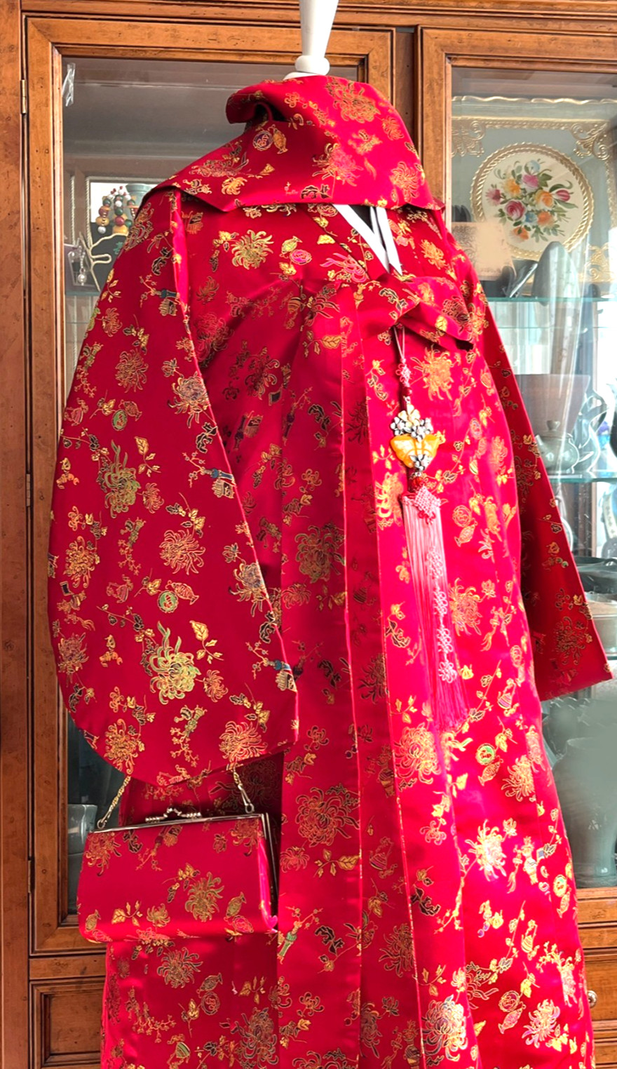 Unique 40-Year Vintage Korean Traditional Clothes Silk Durumagi Hanbok Full Set