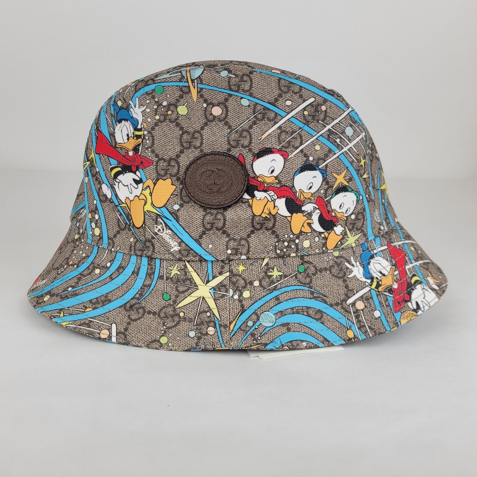 Gucci x Disney Brown GG Supreme Fedora Hat with Donald Duck Print L 648844 8465