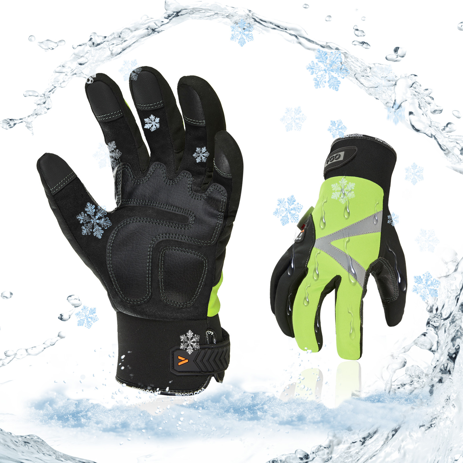 Vgo 1/2Pairs -4℉ Lined Touchscreen Waterproof Winter Work Gloves (SL8777FW-B/-Y)