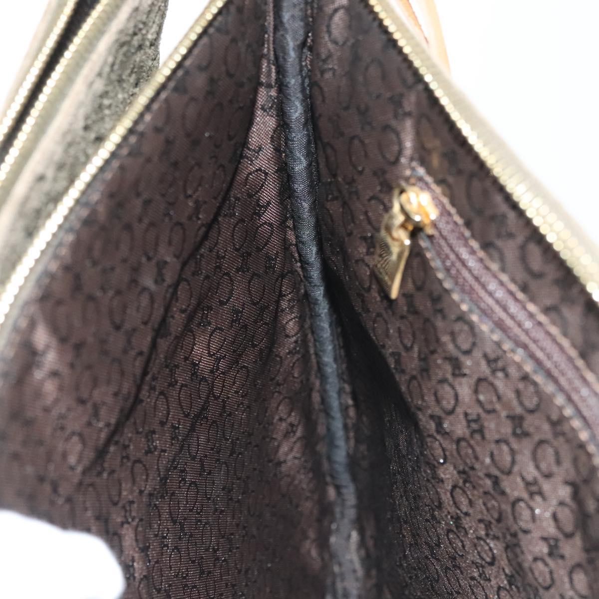 CELINE C Macadam Canvas Shoulder Bag Suede Brown Gold Auth 139556