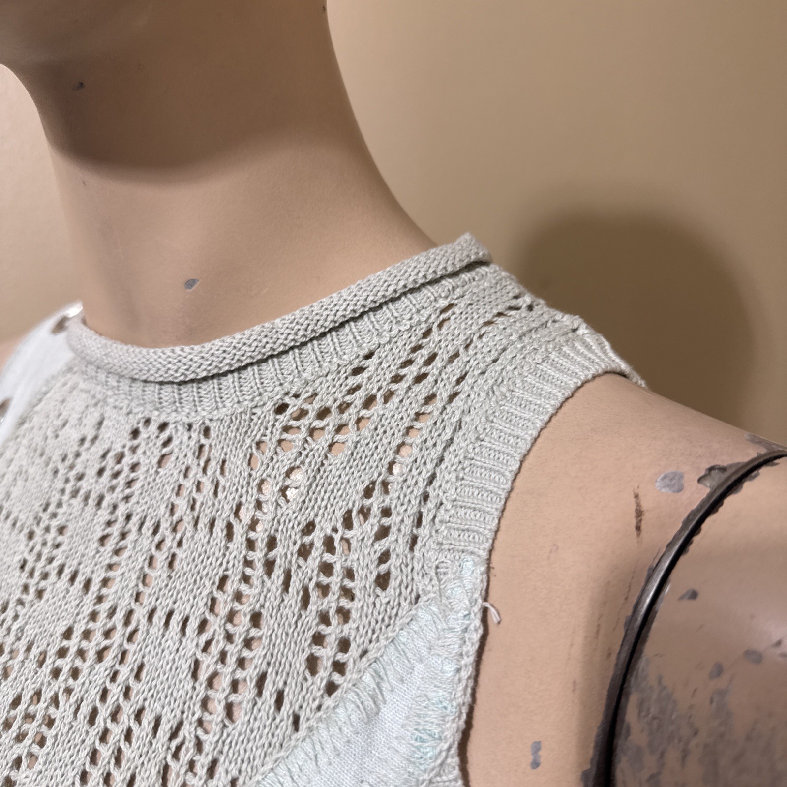 Women’s Light Blue Cotton Casual Stretch Buckle Knitted Pocket Size M/L Blouse