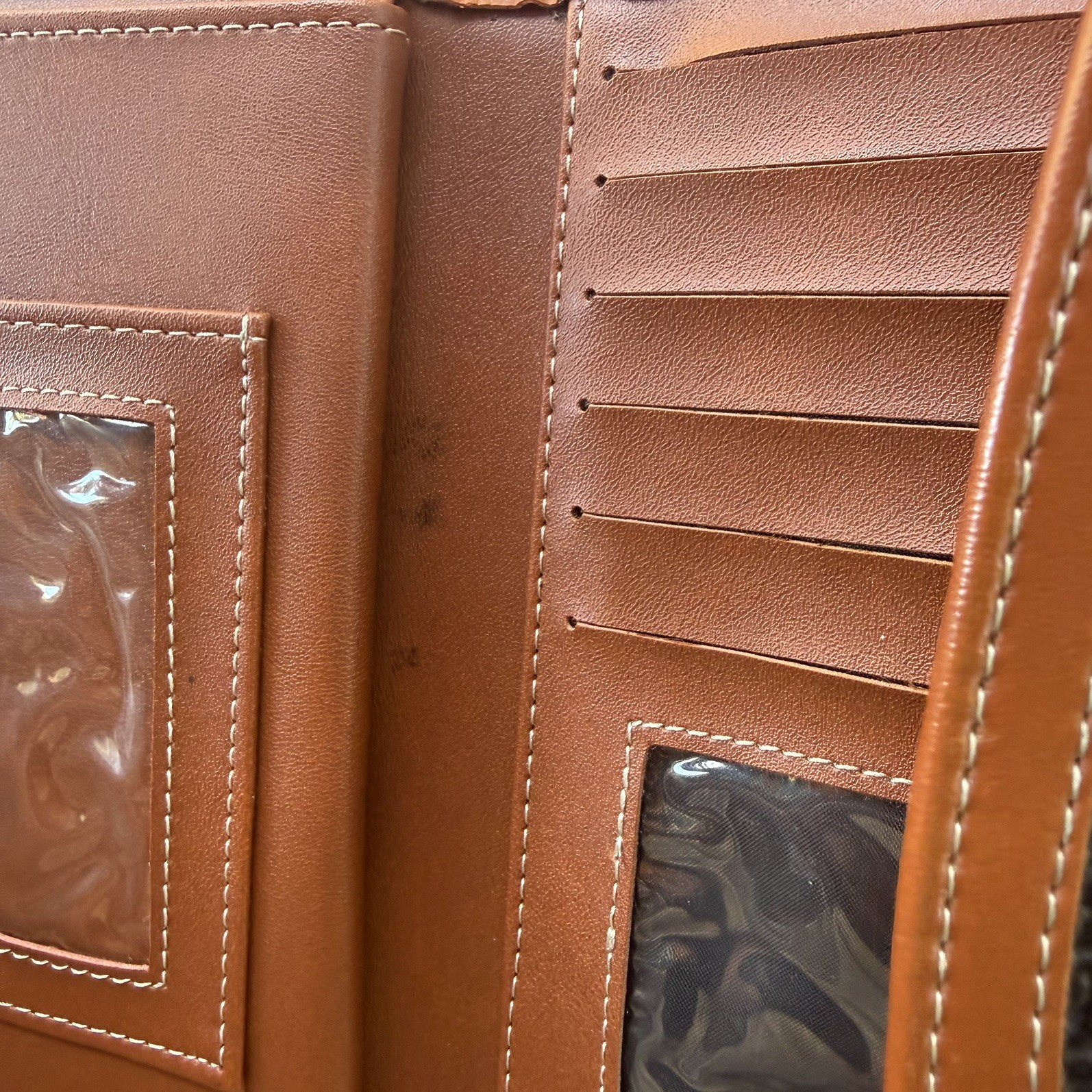 Vintage Dooney & Bourke AWL Leather Black/British Tan Checkbook Id Wallet