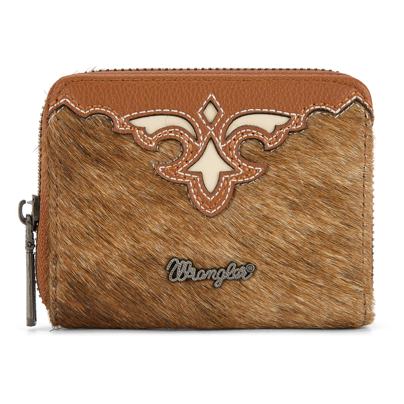 Wrangler Genuine Hair-On Cowhide Zip-Around Wallet