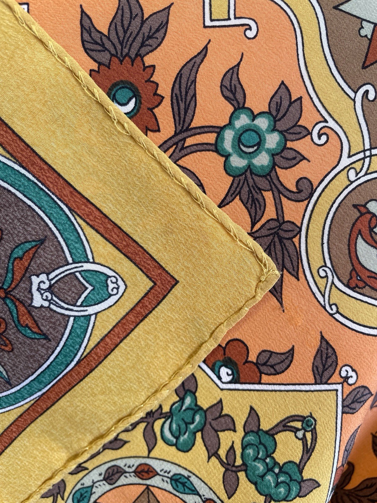 H75# Brigata Cremona 100% Silk Scarf Vintage Italian Geometric Ornamental Print