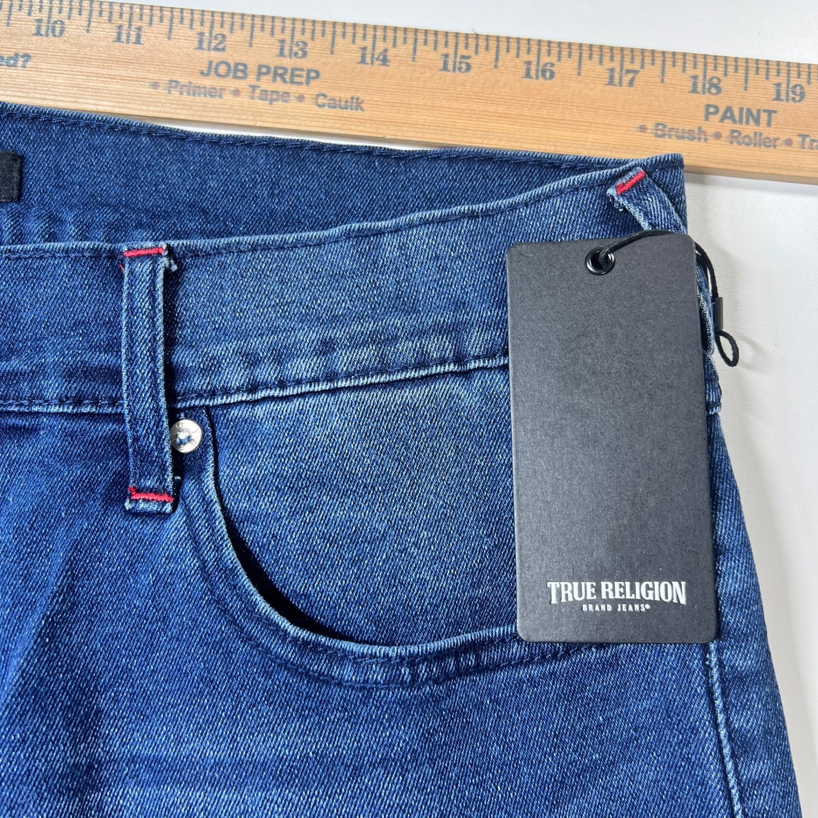 True Religion Ricky Relaxed Straight Mens Jeans Medium Rustic Barn Wash Size 34