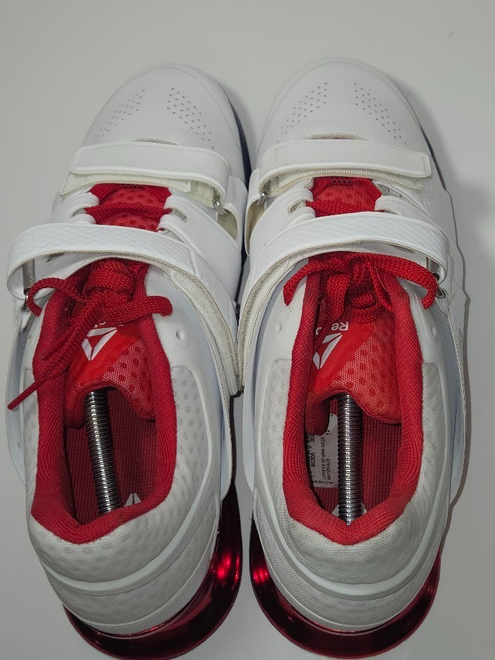 Reebok Legacy Lifter Powerlifting 22MM Shoes Men 12 White/Olympic Red Weightlift