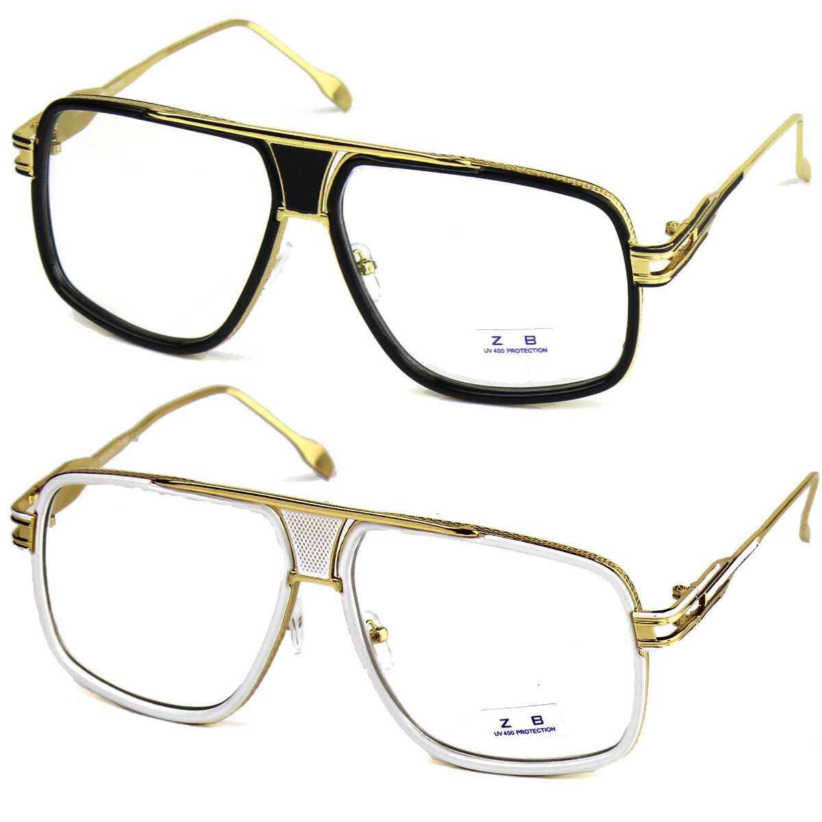 Clear Lens Fashion Glasses Run DMC Style Gazelle Hip Hop DJ Rapper Gold Frame